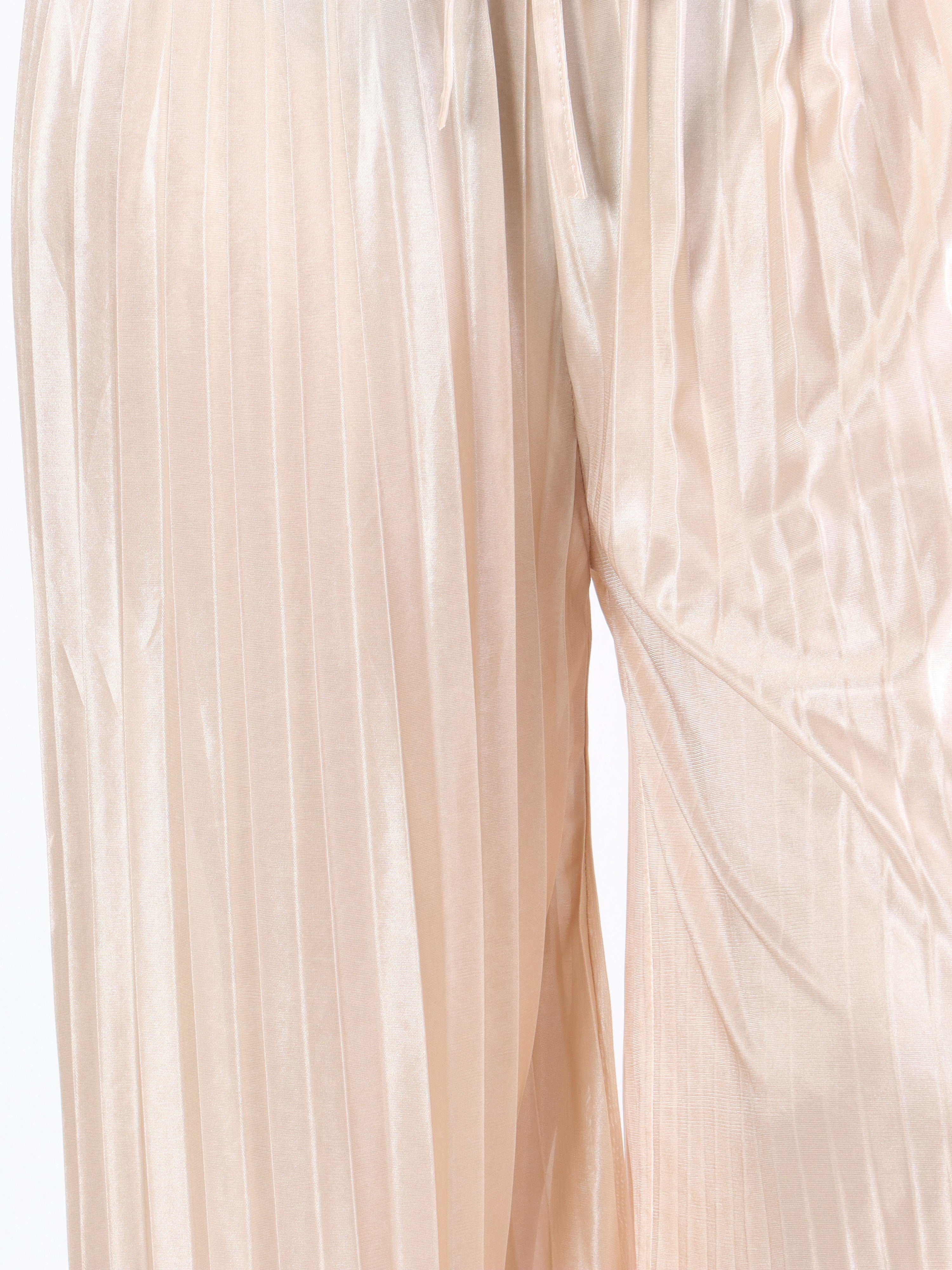 Callie - Enkla plisserade byxor i glänsande tyg